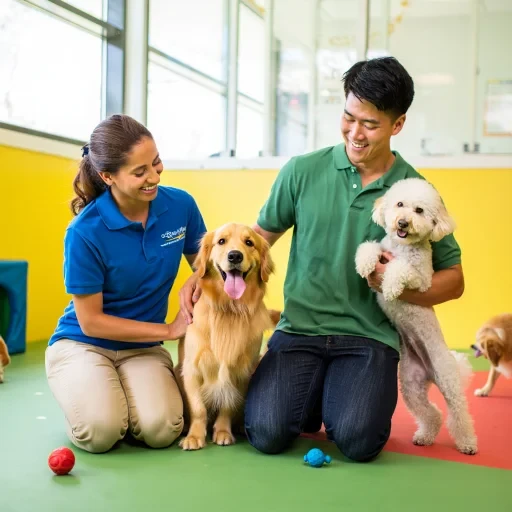 care team with dogs